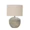 Hello Honey® 20" Multicolor Stoneware Table Lamp with Stripes and Linen Shade